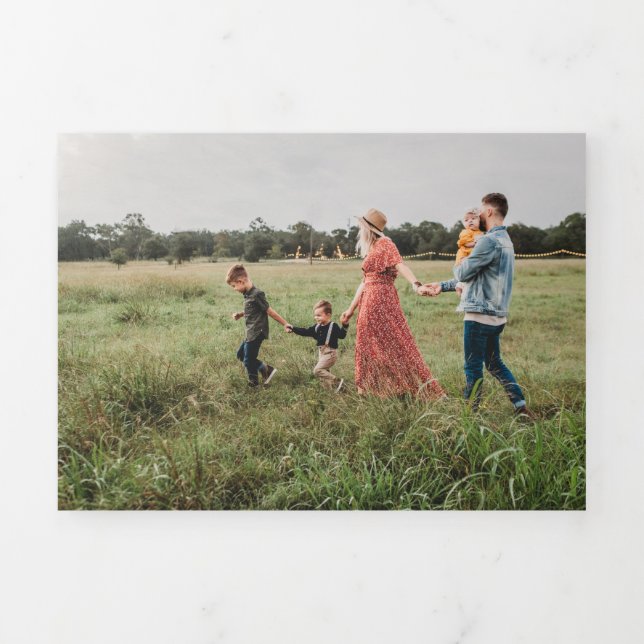 Triple 4 photo Carte de Noël Aquarelle Monogramme (Page de couverture)