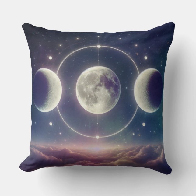 Triple Phases de la Lune – Coussin de jet céleste  (Recto)