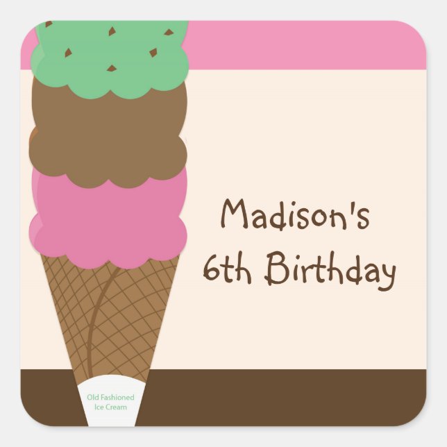 Triple Scoop Ice Cream Anniversaire Sticker (Devant)