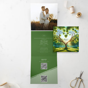 Triple vert Ajouter un Faire-part de mariage photo