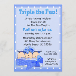 Triplet Boys Baby Shower Invitations