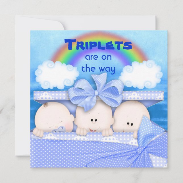 Triplets GARY Baby shower Invitation (Devant)