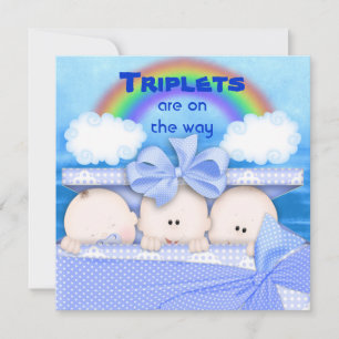 Triplets GARY Baby shower Invitation