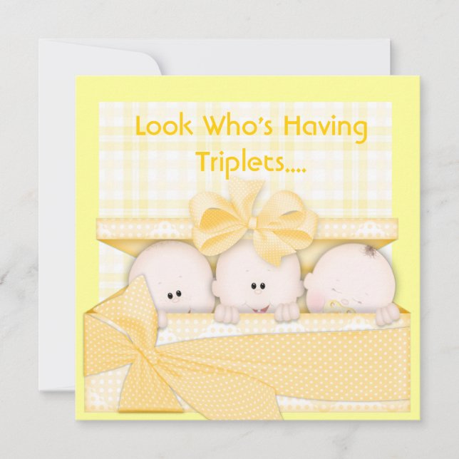 TRIPLETS INVITATION BABY SHOWER pour MULTIPLES (Devant)