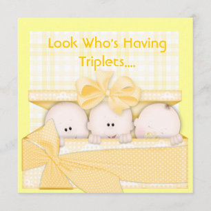 TRIPLETS INVITATION BABY SHOWER pour MULTIPLES