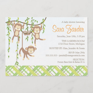 Triplets Invitation Baby shower - Singes
