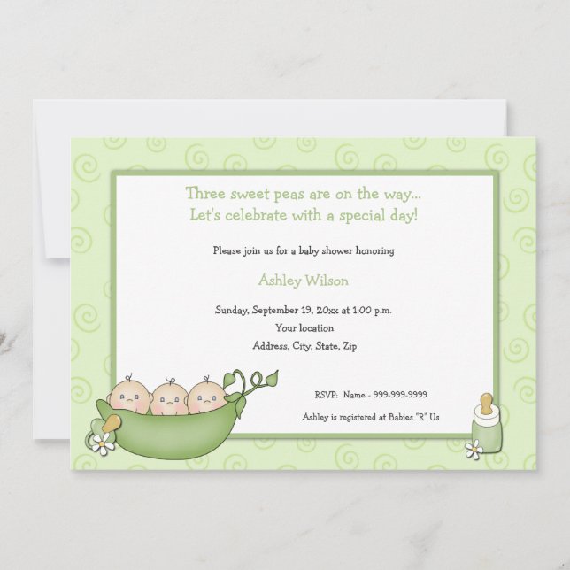 Triplets Invitations De Douche Pour Bébé (Devant)