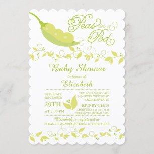 Triplets Petits Pois Baby shower Invitation