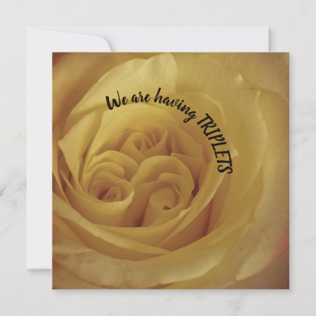 Triplets Rose jaune Faire-part bébé (Devant)