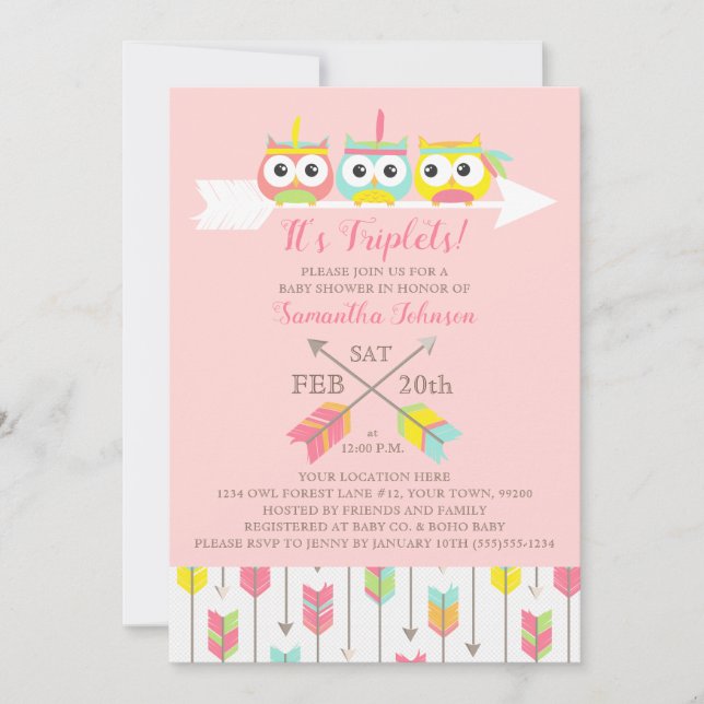 Triplets Triplets Baby shower Invitation (Devant)