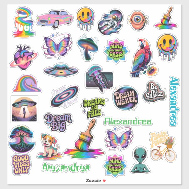 Trippy Art Custom-Cut Vinyl Sticker (Feuille)