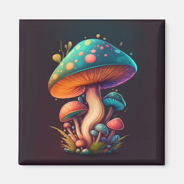 Trippy Blue Amanita Muscaria Flexible Photo Magnet (Devant)
