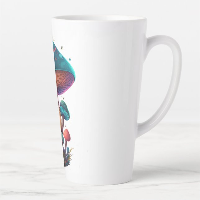 Trippy Blue Amanita Muscaria Latte Mug (Droite)