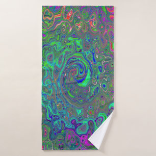 Trippy Chartreuse et Blue Retro Liquid Swirl