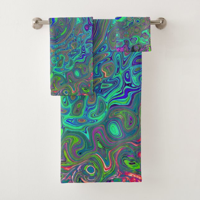 Trippy Chartreuse et Blue Retro Liquid Swirl (En situation)