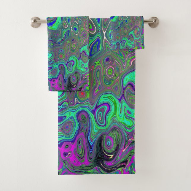 Trippy Chartreuse et Blue Retro Liquid Swirl (En situation)