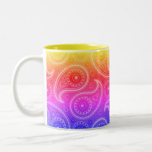 Trippy Hippy Retro Paisley Mug à café à deux tons