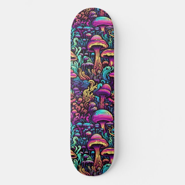 Trippy Mushroom Art Peinture Skateboard (Recto)