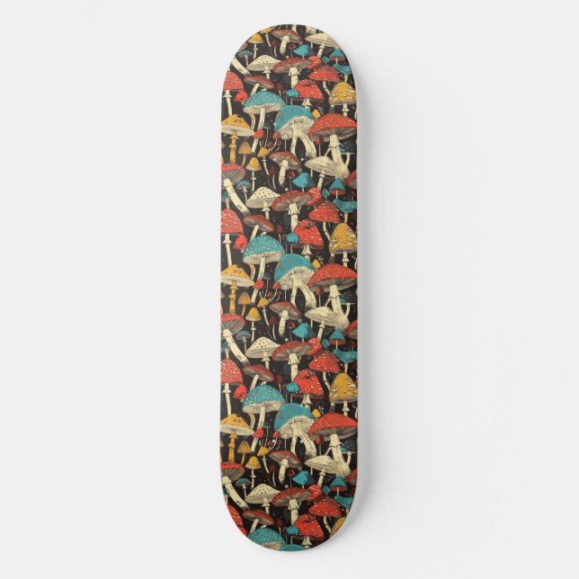 Trippy Mushroom Art Peinture Skateboard (Recto)
