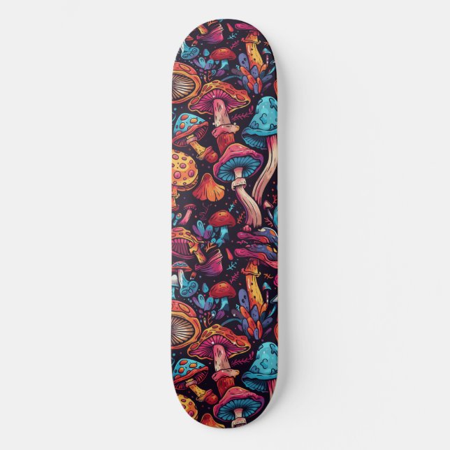 Trippy Mushroom Art Peinture Skateboard (Recto)