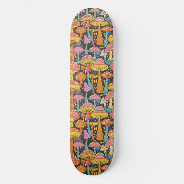 Trippy Mushroom Art Peinture Skateboard (Recto)