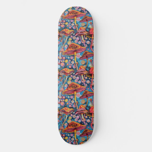 Trippy Mushroom Art Peinture Skateboard (Recto)