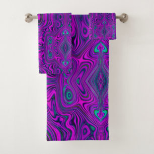 Trippy Retro Magenta et Black Abstrait Motif