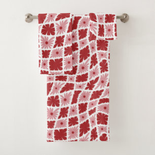 Trippy super 60s Flower Checks Rouge rose
