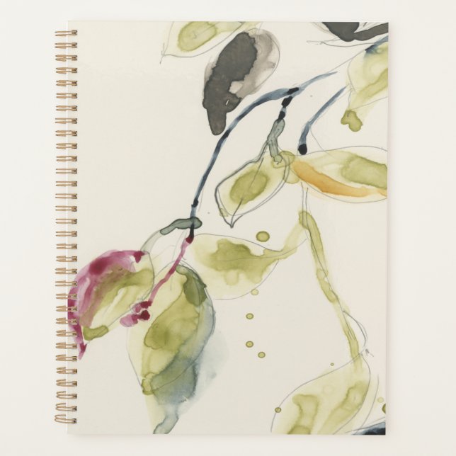 Triptyque de branche feuille aquarelle (Devant)