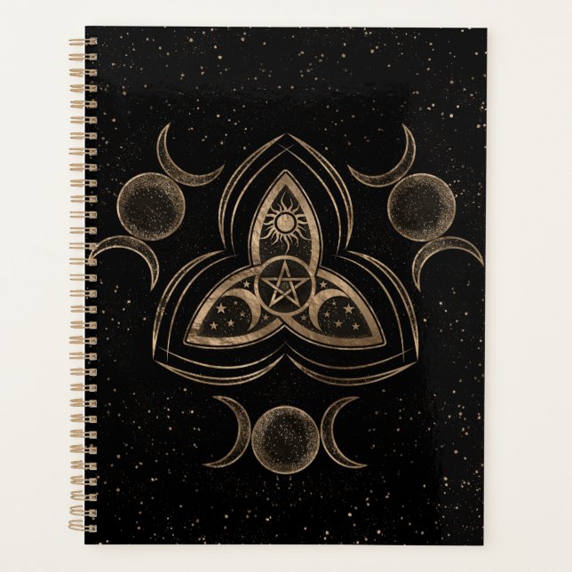 Triquetra Triple Moon Ornement avec Pentagramme (Devant)