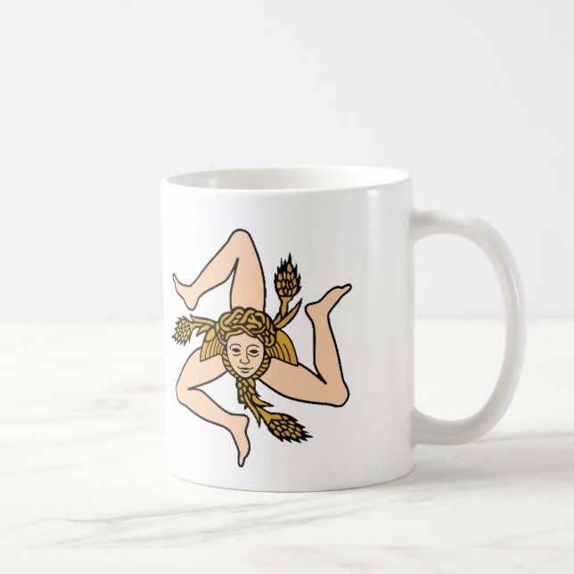 Triskelion sicilien avec la tasse de café de carte (Droite)