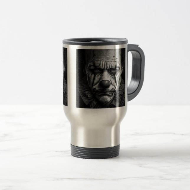 Triste clown Voyage / Mug de navette, 15 oz (Devant droit)