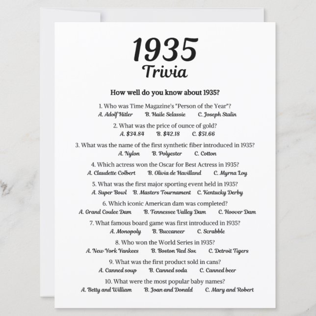 Trivia Game 1935 (Devant)