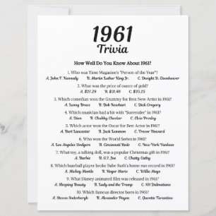 Trivia Game 1961 64e Anniversaire Jeu de fête