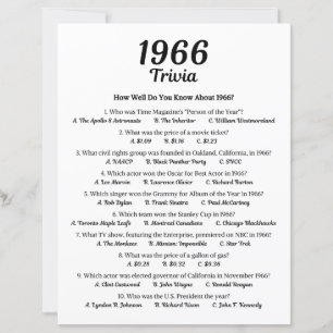 Trivia Game 1966   59e fête d'anniversaire