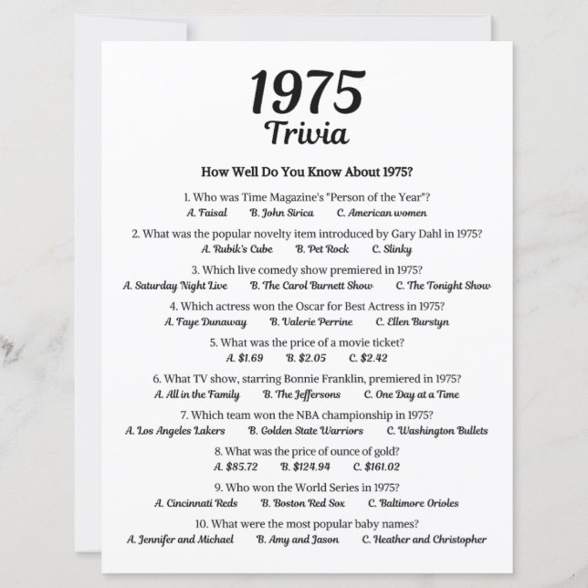 Trivia Game 1975 (Devant)