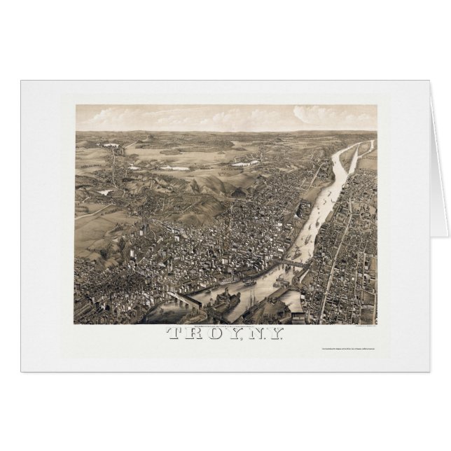 Troie, carte panoramique de NY - 1881 (Devant horizontal)