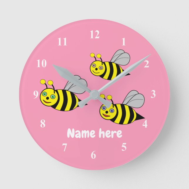 Trois abeilles sur une horloge murale acrylique ro (Recto)