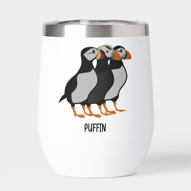 Trois adorables Puffin debout ensemble Carton (Arrière)