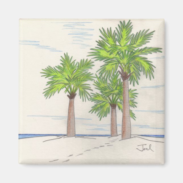 TROIS aimants PALMS (carré) (Devant)