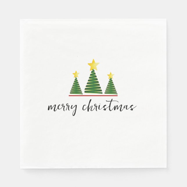 Trois Arbres, Joyeux Noël Serviette en Papier (Devant)