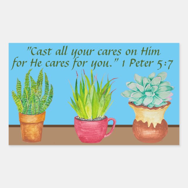 Trois autocollants de succulentes à l'aquarelle di (Devant)