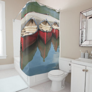 Trois Canoës Rouges rideau de douche rustique
