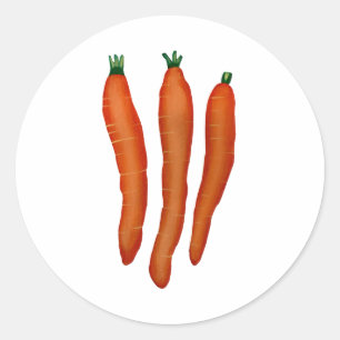 Trois carottes peintes sur des autocollants