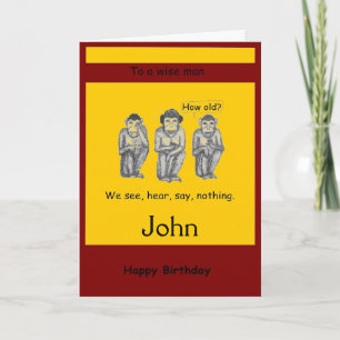 Trois cartes d'Anniversaire Sage, Moderne, Singes