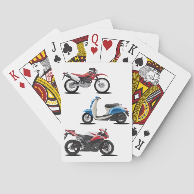 Trois cartes de jeu de motos (dos)