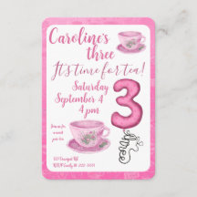 Trois C'est l'heure du thé Invitation pour le 3ème
