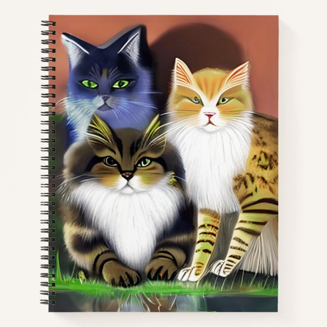 Trois chats avec un journal d'attitude (Devant)