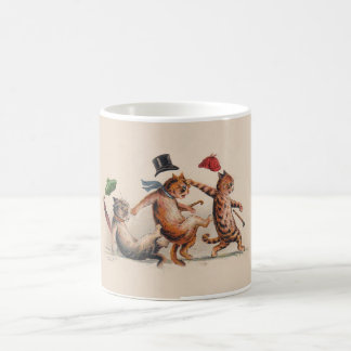 Trois chats en baisse par Louis Wain ; Tasse