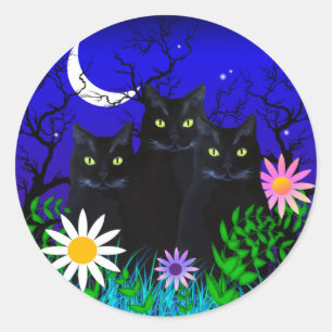 Trois chats noirs à Stickers de nuit